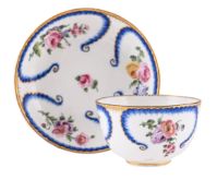 A SÈVRES FEUILLES DE CHOUX TEA BOWL AND SAUCER, CIRCA 1770