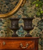 AFTER THE ANTIQUE, A PAIR OF ITALIAN BRONZE URNS BY BENEDETTO BOSCHETTI, LATE 19TH CENTURY