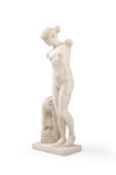 AFTER THE ANTIQUE, A CARVED ALABASTER FIGURE OF THE ESQUILINE VENUS, ITALIAN, 19TH CENTURY