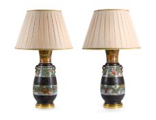 A LARGE PAIR OF CHINESE VASE TABLE LAMPS, LATE 19TH CENTURY