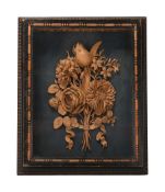 A LOUIS XVI CARVED LIMEWOOD FLORAL TROPHY, ATTRIBUTED TO AUBERT PARENT, LATE 18TH CENTURY