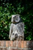 AN UNUSUAL CARVED PORTLAND STONE OWL, 19TH CENTURY