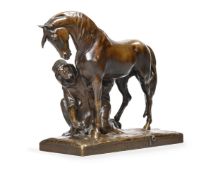 VICTOR PETER, AN EQUESTRIAN BRONZE 'DEUX AMIS', CAST BY SUSSE FRERES, LATE 19TH CENTURY