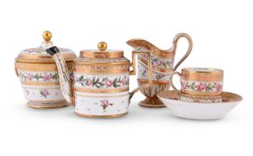 A PARIS PORCELAIN (GUERHARD & DIHL) PART SOLITAIRE SERVICE, LATE 18TH CENTURY
