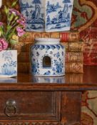 AN ENGLISH DELFT BLUE AND WHITE NIGHTLIGHT HOLDER, PROBABLY LONDON OR BRISTOL, CIRCA 1770