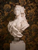 AN ITALIAN MARBLE BUST OF A YOUNG WOMAN, CIRCA 1870