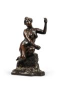JOHN HUGHES ARHA RHA (IRISH, 1865-1941), A BRONZE FIGURE OF A SEATED NUDE WOMAN, DATED 1904-06