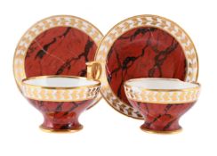 A SÈVRES (HARD PASTE) PORCELAIN FIRST EMPIRE TEACUP AND SAUCER, EARLY 19TH CENTURY