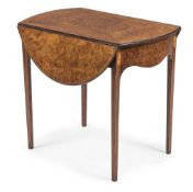 Y A GEORGE III BURR YEW AND TULIPWOOD BANDED OVAL PEMBROKE TABLE, CIRCA 1780