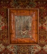 AN UNUSUAL QUEEN ANNE MAPLE AND MARQUETRY CUSHION MIRROR, CIRCA 1710