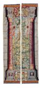 A PAIR OF AUBUSSON TAPESTRY BORDER SECTIONS DEPICTING COLUMNS, FRENCH, 18TH CENTURY