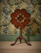 A GEORGE II MAHOGANY AND BRASS MARQUETRY TRIPOD TABLE, ATTRIBUTED TO FREDERICK HINTZ, CIRCA 1740
