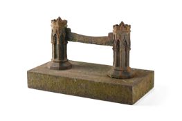 A LARGE GOTHIC ARCHITECTURAL CAST IRON BOOT SCRAPER, IN THE MANNER OF JAMES WYATT, 19TH CENTURY
