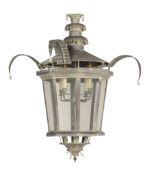 A LARGE PAINTED METAL HALL LANTERN, CONTEMPORARY