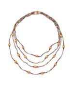 NANIS, A TOURMALINE AND 18 CARAT GOLD BEAD NECKLACE