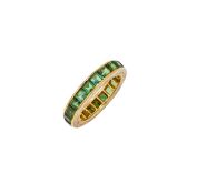 A GREEN TOURMALINE ETERNITY RING