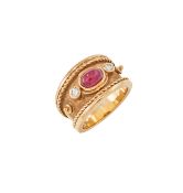 A RUBY AND DIAMOND DRESS RING