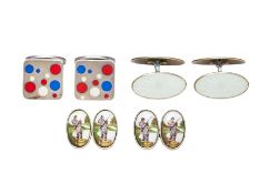 GEORG JENSEN, A PAIR OF ENAMELLED CUFFLINKS