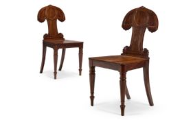A PAIR OF REGENCY MAHOGANY HALL CHAIRS, ATTRIBUTED TO GILLOWS, EARLY 19TH CENTURY