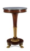 A REGENCY BRASS-MOUNTED MAHOGANY AND PARCEL-GILT CIRCULAR OCCASIONAL TABLE, CIRCA 1820