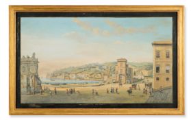 AFTER ANTONIO JOLI, VIEW OF SANTA LUCIA, NAPLES; AND VIEW OF THE VILLAGE OF CHIAIA