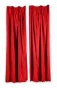 A PAIR OF MILITARY RED INTERLINED CURTAINS, 19TH CENTURY