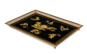 IN THE MANNER OF FORNASETTI, A 'VERRE ÉGLOMISÉ' TRAY, MID 20TH CENTURY
