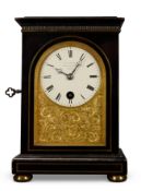 Y A REGENCY MINIATURE BRASS MOUNTED EBONY MANTEL TIMEPIECE5
