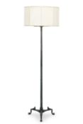 AFTER THE ANTIQUE, A NAPLES BRONZE FLOOR LAMP WITH ORIGINAL PARCHMENT SHADE, CIRCA 1900