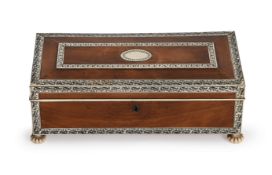 Y AN INDIAN IVORY INLAID SANDALWOOD GLOVE BOX, VIZAGAPATAM, LATE 18TH/EARLY 19TH CENTURY