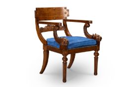A REGENCY OAK KLISMOS ARMCHAIR, CIRCA 1815