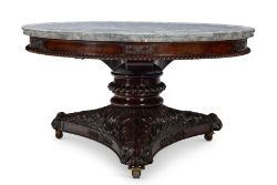 A REGENCY CARVED MAHOGANY CIRCULAR CENTRE TABLE, CIRCA 1820