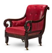 A REGENCY MAHOGANY LIBRARY BERGERE, EARLY 19TH CENTURY