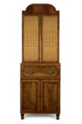 Y A SMALL REGENCY MAHOGANY SECRETAIRE BOOKCASE, EARLY 19TH CENTURY