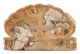 A POLISHED SEPTARIAN CONCRETIA NODULE SHELL SHAPED INKSTAND, PROBABLY ITALIAN, LATE 18TH CENTURY