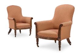 Y A PAIR OF GEORGE IV BRAZILIAN ROSEWOOD BERGERES, CIRCA 1825