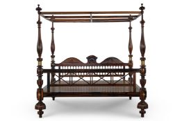 A SINHALESE CALAMANDER CANOPY BED, PROBABLY GALLE OR COLOMBO, 19TH CENTURY