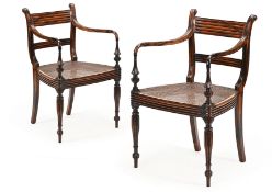 A PAIR OF SINHALESE COROMANDEL OPEN ARMCHAIRS, EARLY 19TH CENTURY