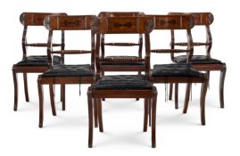 Y A SET OF SIX SCOTTISH REGENCY EBONY-INLAID MAHOGANY CHAIRS, CIRCA 1820