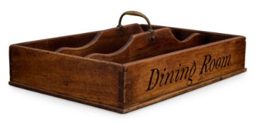A LATE GEORGE III MAHOGANY THREE DIVISION CUTLERY TRAY, EARLY 19TH CENTURY