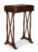 Y A REGENCY BRASS-INLAID ROSEWOOD AND SPECIMEN MARBLE OCCASIONAL TABLE, CIRCA 1820
