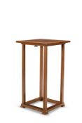 A BOX STRUNG OAK DISPLAY STAND OR TABLE WITH REVOLVING TOP, EARLY 20TH CENTURY