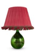A GREEN MERCURY LUSTRE GLASS TABLE LIGHT, 19TH CENTURY