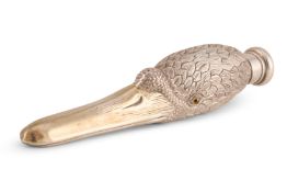 A SILVER SWAN HEAD PERFUME BOTTLE, SAMPSON MORDAN