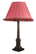 A REGENCY BRONZE TABLE LIGHT OF CANNON BARREL FORM, EARLY 19TH CENTURY