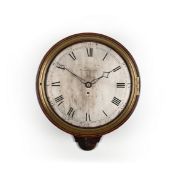 A GEORGE III MAHOGANY VERGE FUSEE DIAL WALL TIMEPIECE