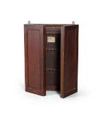 A RARE VICTORIAN MAHOGANY CABINETMAKER’S WALL-MOUNTED TOOL CABINET