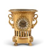A RARE FRENCH EMPIRE PARIS PORCELAIN VASE CASED MANTEL CLOCK
