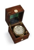 Y A VERY RARE VICTORIAN ROSEWOOD CASED TWO-DAY MARINE CHRONOMETER WITH HARTNUP BALANCE