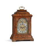 A FINE GEORGE II BURR WALNUT TABLE/BRACKET CLOCK WITH FLY-BACK CALENDAR